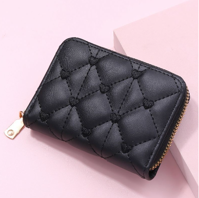 YQY New Lady Purse PU Card Clip Card Cover Cute Embroidered Love Purse Zipper Wallet #920