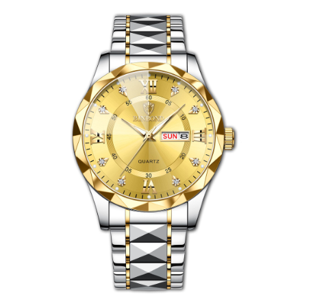 Binbond Original Men's Luxury Stainless Steel Waterproof Fashion Business Watch Luminous Dual Calendar Quartz Wrist Watch M1
