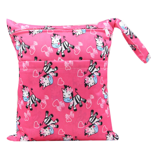 Diaper Wet Dry Bags Duble Zipper Printed Portable Waterproof Dag Storage Bag Swimwear Bag  30x36cm