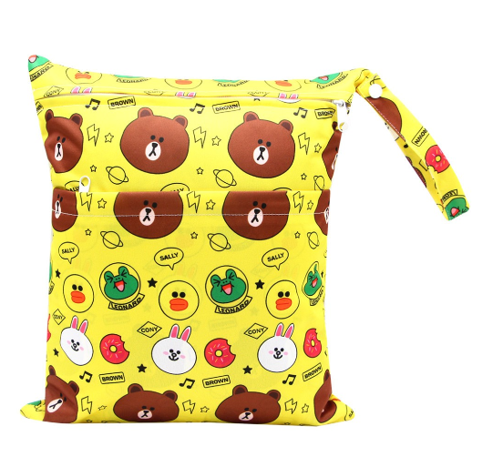 Diaper Wet Dry Bags Duble Zipper Printed Portable Waterproof Dag Storage Bag Swimwear Bag  30x36cm