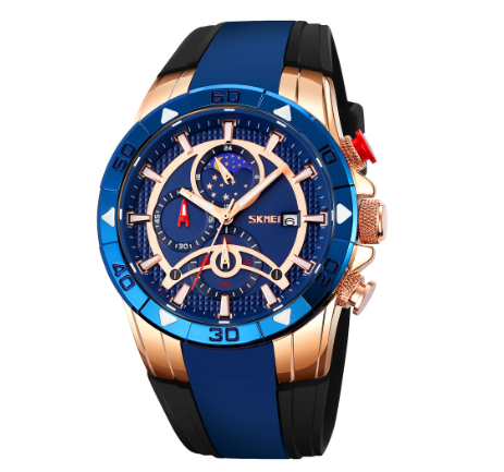 SKMEI Sports Quartz Watch For Men Waterproof Original 9270 ROSEGOLD BLUE
