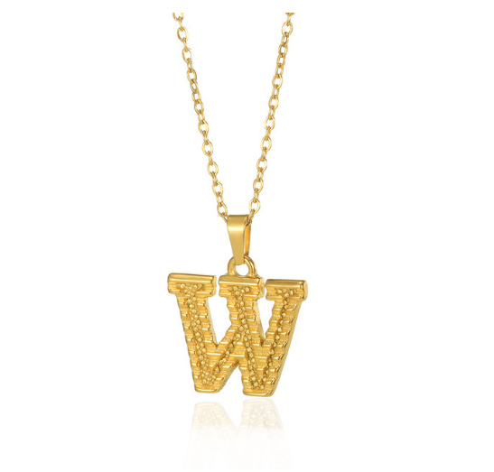 Stainless Steel Capital Initial Letter Necklaces For Women A-Z Alphabet Pendant Necklace W