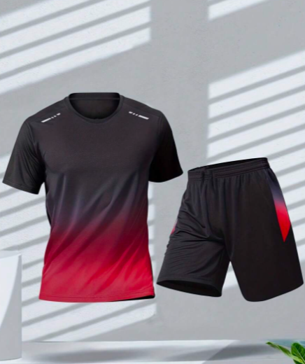 Men Outdoor Sports Running Basketball Football Uniform Quick-Drying Breathable Sports Suit Fitness Two-Piece Set Gym Clothes Men, Athletic Suit, Tracksuit Men Shorts Set