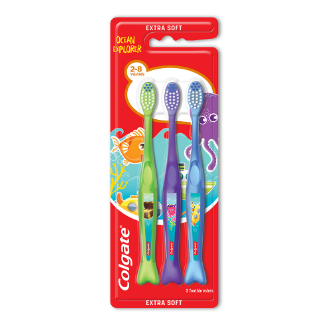 Colgate Kids Toothbrush Multipack Ocean Explorer Assorted 2-8 years 3's