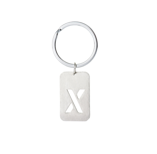 1Pcs Simple Stainless Steel 26 Letter Keychains Fashion Sliver Color Initials Keyrings Handbag Charms Ornaments Souvenir Gifts X