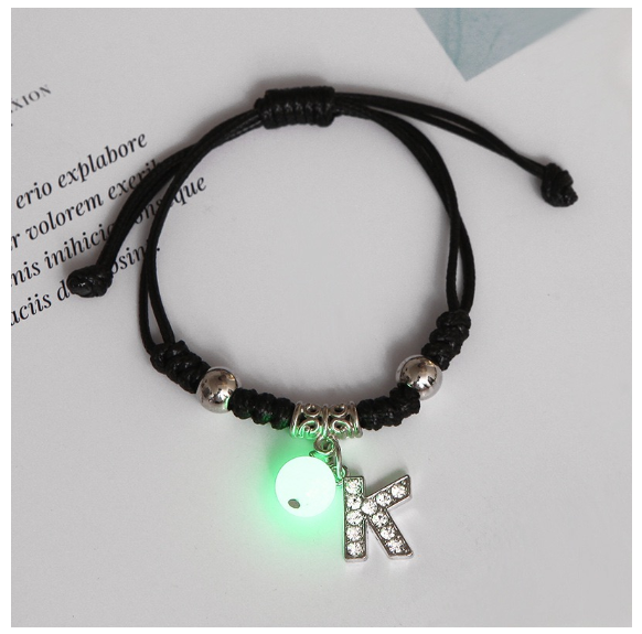 26 Letters Glow in the Dark Alphabet Initials Beaded Luminous Bracelet Women Men Birthday Gifts K
