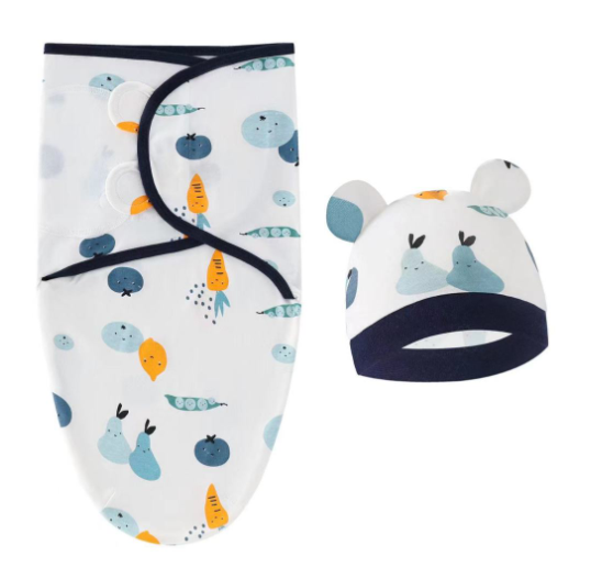Newborn Baby Muslin Swaddle Blanket Hat Set Swaddle Bedding Wrap Blanket Baby Swaddling S36
