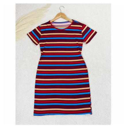 Maternity Taytay Supplier Maternity Dress Casual Tshirt Dress (Stripes) MD9