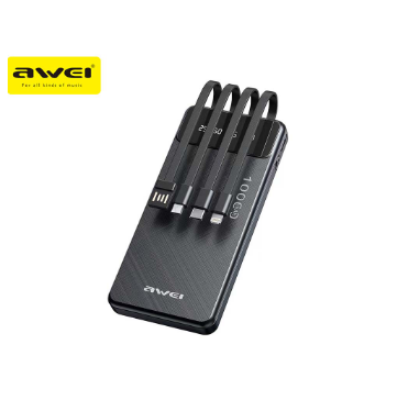 Awei P131K 10000mAh Portable Power Bank Fast Charging LED Display and Built-in Cable Powerbank COD