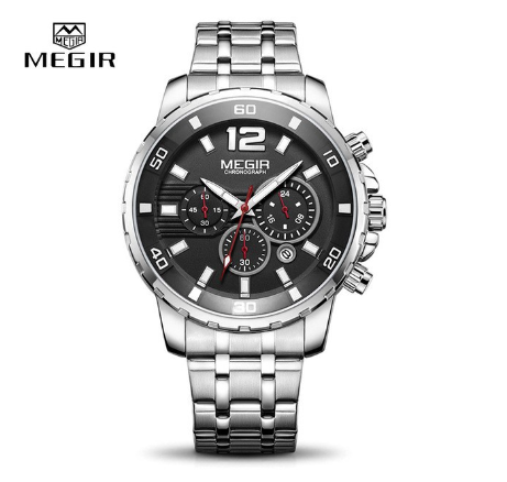 MEGIR New Luxury Men Watch Gold Business Full Steel Quartz Analog Waterproof Watches - Chronograph M1