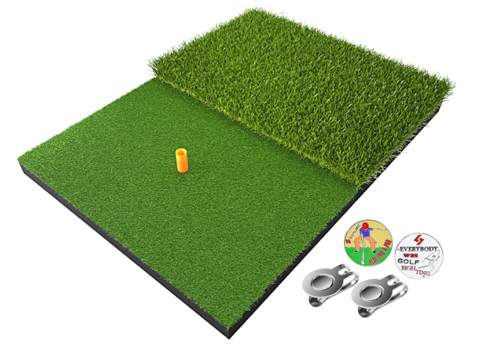 SAPLIZE Enhanced Heavy-Duty Golf Hitting Mat, Two Size Options(2ft x 2ft or 23" x 16") Foldable 2-in-1 Golf Practice Mat, Perfect for Indoor & Outdoor Swing and Chipping