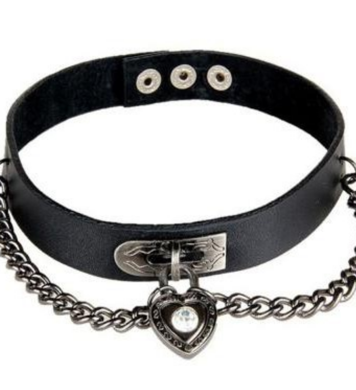 Punk Heart Dangle Pendant PU Leather Necklace Collar Choker