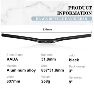 Alloy 31.8mm Mountain Bike Handle Bar Comfortable Back Sweep for Long Ride and Trial