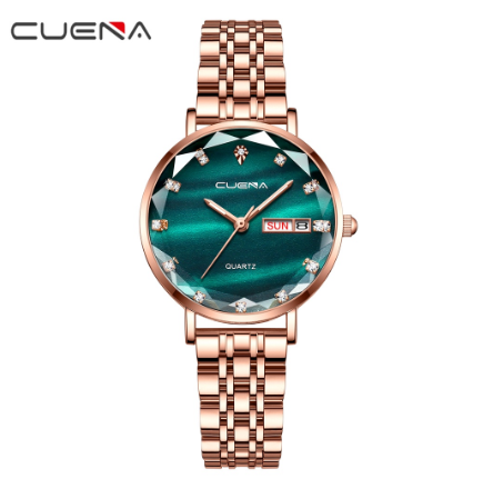 CUENA Women's Watch Top Brand Fashion Business Elegant Luxury Analog Quartz Stainless Steel Waterproof 6002 F04