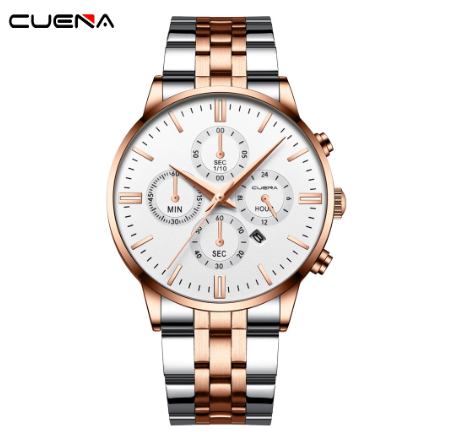 CUENA Men's Watch Top Brand Simple Fashion Business Analog Quartz All Steel Waterproof 6022 M2