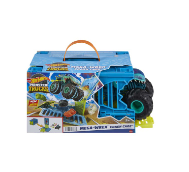 Hot Wheels Monster Trucks 1:24 MEGA-Wrex Oversized Crash Cage Playset Toys for Boys ages 3yrs and up