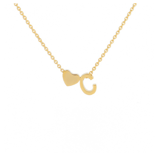 Maxzone Fashion Tiny Heart Initial Letter Necklaces For Women Stainless Steel Gold Silver Color Choker Pendant Necklace Boho Jewelry C