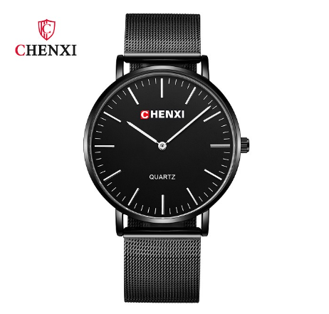 CHENXI Ultra-Slim Minimalist Design Fashion Men Business Quartz Watch Gold Silver Stainless Steel Mesh Strap M2