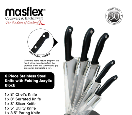 Masflex 6-piece Knife Set w/ Acrylic Block