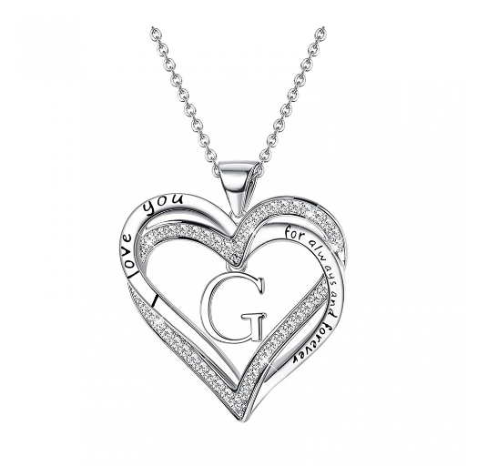Clever Jewelry Letters Necklace A to Z Initial Heart Pendant Necklace Heart Necklace for Women Gift G