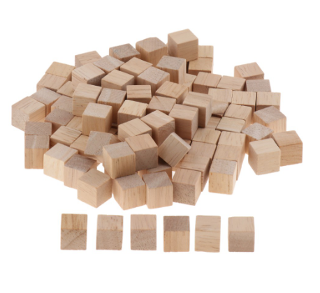 LOT 100PCS NATURAL WOODEN BUILDING BLOCKS BRICKS CUBES SET PINE WOOD ECO TOY