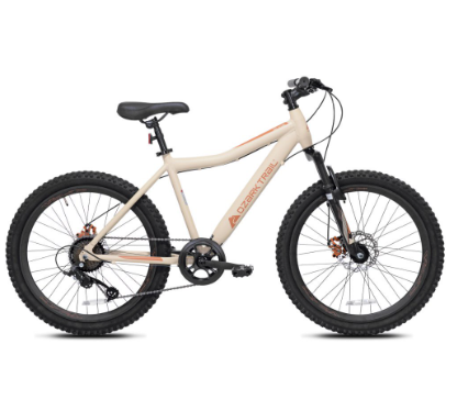 Ozark Trail 24" Youth Glide Aluminum Mountain Bicycle, 8 Speeds, Front Suspension Vanilla