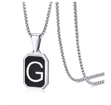 Vnox Brand Fashionable A-Z Letter Men's Necklace, Stainless Steel Simple Pendant, Non Fading Collar, Box Chain Gift Jewelry G