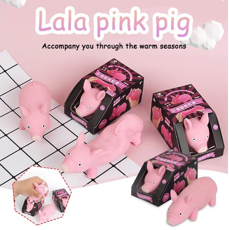 Lara Pink Pig,Vent Relieve Pressure Squeeze Viscous Elastic Personality Pigs, Children Adults Creati