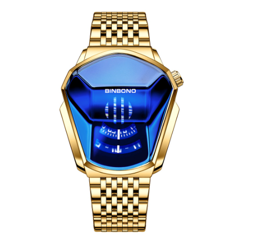 BINBOND Original Locomotive Unique Stainless Luxury Waterproof Gold Swiss Touch Watch For Men Trendy Watch Style Concept Watch M1