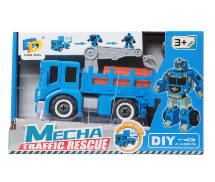 Mecha Traffic Rescue Gray Crane Transforming Engineering Vehicle