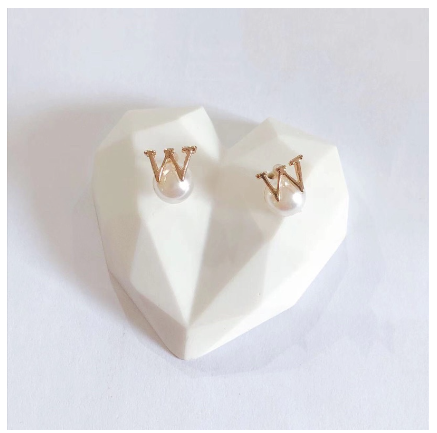 Fashion Jewelry Bangkok Rose Rold Plated Pearl Letter Stud Earrings Hikaw for Women W
