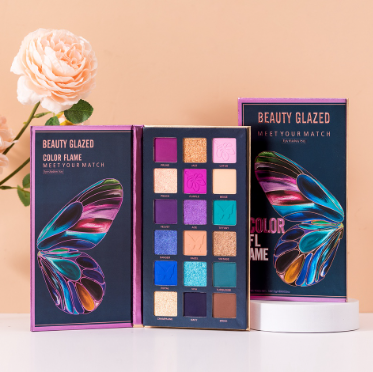 BEAUTY GLAZED Butterfly Eyeshadow Palette 18 Colors Shimmer Matte Waterproof Eye Shadow Pallete Makeup Palette Cosmetics