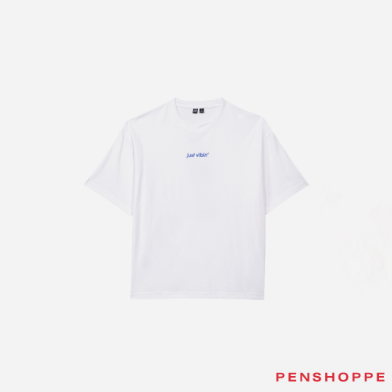 Penshoppe Just Vibin' Oversized Fit Graphic T-Shirt For Men (White)