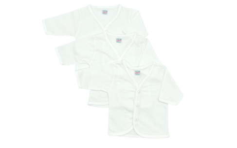 San-ai Infant Baby Plain White Longsleeve Front Button 3 in 1
