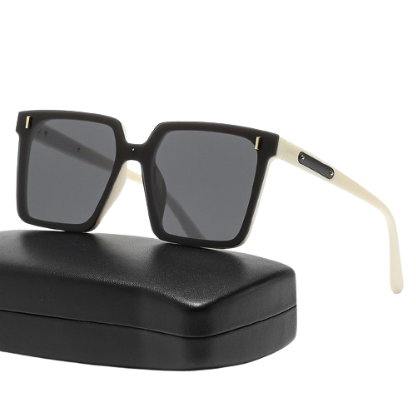 Lovito Women Casual Plain Basic Sunglasses LFA03082 (Black and White)