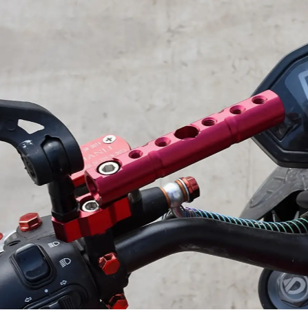 Universal Aluminum Alloy Motorcycle Rearview Mirror Extension Bracket with Rotating Rod - Scratch-Resistant, Easy Install for Street Bikes & Electric Vehicles