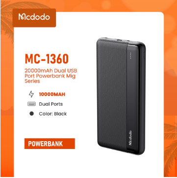 Mcdodo MC-1360 10000mAh Dual USB Port Powerbank Mig Series