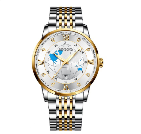 Binbond Original Luxury Men's Unique Watch Male Earth Starry Sky Luminous Fashion Business Stainless Steel Butterfly Buckle Wrist Watch M7