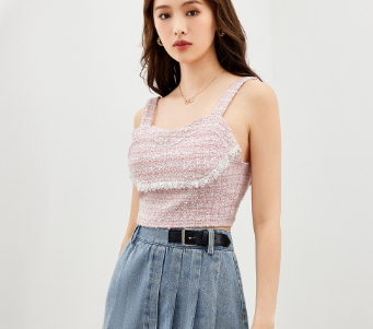 Lovito Casual Plain Raw Hem Good Texture Sleeveless Crop Top for Women L47ED004 Pink