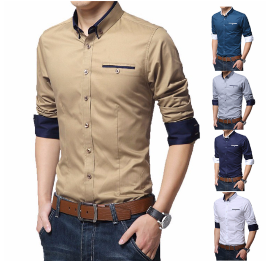 Men's Shirts Business Casual White Shirt Loose Korean Slim Fit Long Sleeve Formal Shirts Khaki Plus Size M-5XL
