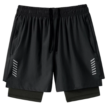 8140# Men's sports Dri-Fit shorts with cycling Taslan shorts 2 in 1 shorts pocket with zipper