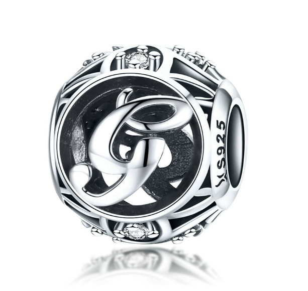 Bamoer 26 Letters A to Z Charm Sterling Silver 925 Bead For Bracelet & Necklace DIY Fashion Accessories G
