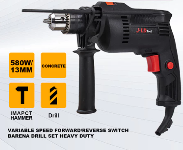 JLD 580W Impact Drill 13MM Hammer Drill Heavy Duty 220V Impact Drill Adapter Set for CONCRETE WOOD