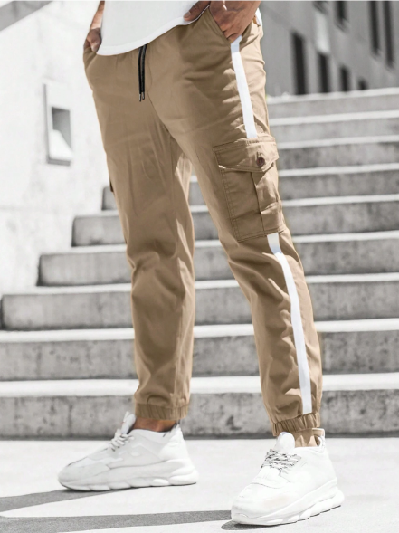 Manfinity Homme Men's Colorblock Drawstring Waist Cargo Pants