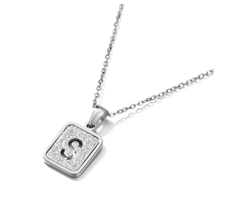 St. Kunkka 316L Stainless Steel Hollow A-Z Letter Pendant Necklace for Gift and Birthday Gift  S