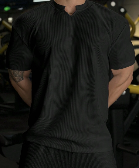 Men's Summer Casual Solid Color V-Neck Short Sleeve Sports T-Shirt