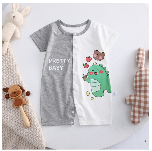 Baby Cotton Jumpsuit Newborn Short-Sleeved Jumpsuit Baby Cartoon Breathable Jumpsuit J11