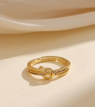 SHIWU 18K Gold Diamond Fashion Adjustable Knot Ring Accessories For Women Hypoallergenic 789r