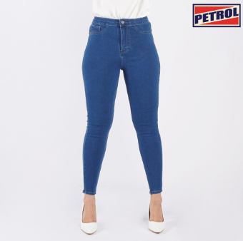 Petrol Basic Denim Pants for Ladies Power Shaper Fitting Extreme Wash Hi Rise 148957 Medium Shade
