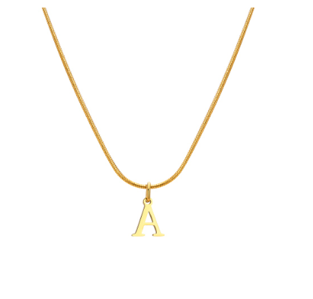 Vnox Gold 26 Capital Letter Necklace for Women,Stainless Steel Initial Pendant Necklaces A